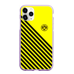 Чехол iPhone 11 Pro матовый Borussia черные полосы, цвет: 3D-сиреневый