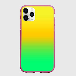Чехол iPhone 11 Pro матовый Неоновый градиентный желто-зеленый фон, цвет: 3D-малиновый