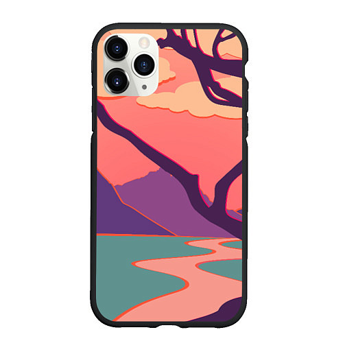 Чехол iPhone 11 Pro матовый Оранжевое небо / 3D-Черный – фото 1