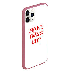 Чехол iPhone 11 Pro матовый Make boys cry дизайн с красным текстом, цвет: 3D-малиновый — фото 2