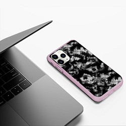 Чехол iPhone 11 Pro матовый Черно-белый абстрактный камуфляж, цвет: 3D-розовый — фото 2