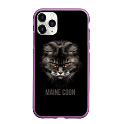 Чехол iPhone 11 Pro матовый Maine coon - кот, цвет: 3D-фиолетовый