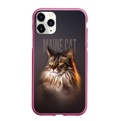 Чехол iPhone 11 Pro матовый Maine cat / 3D-Малиновый – фото 1