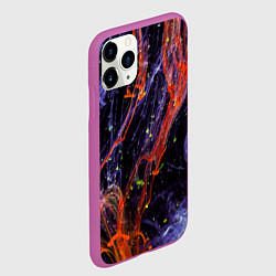 Чехол iPhone 11 Pro матовый Неоновые краски во тьме - Оранжевый и фиолетовый, цвет: 3D-фиолетовый — фото 2