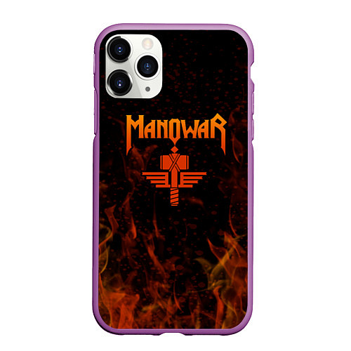 Чехол iPhone 11 Pro матовый Manowar ПЛАМЯ / 3D-Фиолетовый – фото 1