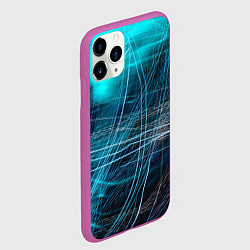 Чехол iPhone 11 Pro матовый Неоновые волны и линии - Голубой, цвет: 3D-фиолетовый — фото 2