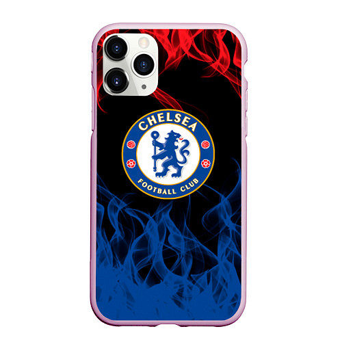 Чехол iPhone 11 Pro матовый Челси chelsea пламя / 3D-Розовый – фото 1