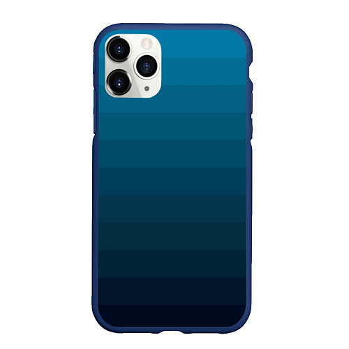 Чехол iPhone 11 Pro матовый Blue stripes gradient / 3D-Тёмно-синий – фото 1