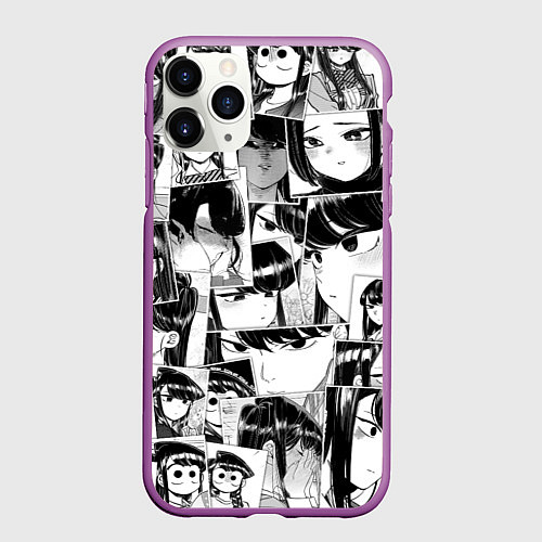 Чехол iPhone 11 Pro матовый Komi san pattern / 3D-Фиолетовый – фото 1