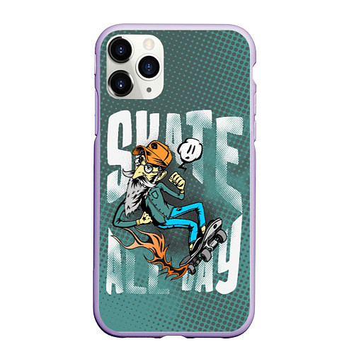 Чехол iPhone 11 Pro матовый Вечно молодой дед / 3D-Светло-сиреневый – фото 1