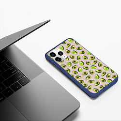 Чехол iPhone 11 Pro матовый Авокадо, текстильный паттерн, цвет: 3D-тёмно-синий — фото 2