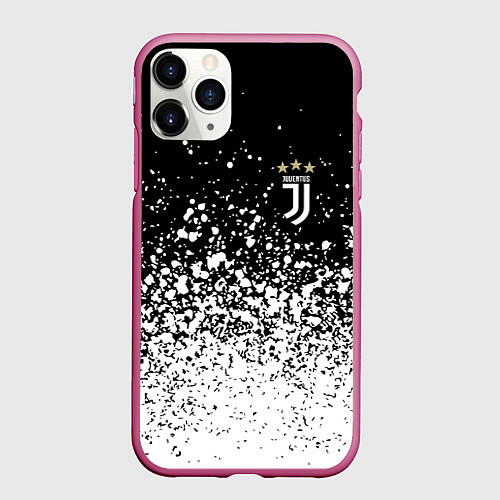 Чехол iPhone 11 Pro матовый Juventus fc брызги краски / 3D-Малиновый – фото 1