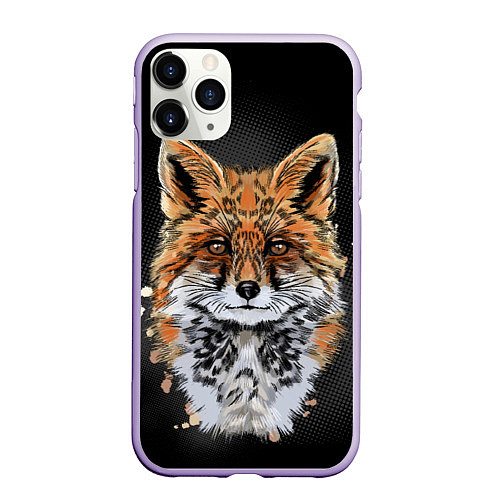 Чехол iPhone 11 Pro матовый Красивая лисица / 3D-Светло-сиреневый – фото 1