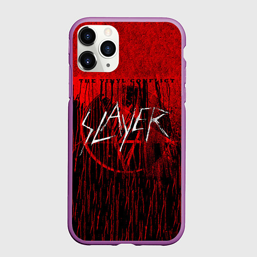 Чехол iPhone 11 Pro матовый The Vinyl Conflict - Slayer / 3D-Фиолетовый – фото 1