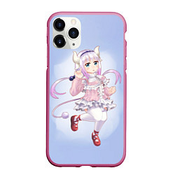 Чехол iPhone 11 Pro матовый Kanna Дракорничная госпожи Кобаяси, цвет: 3D-малиновый
