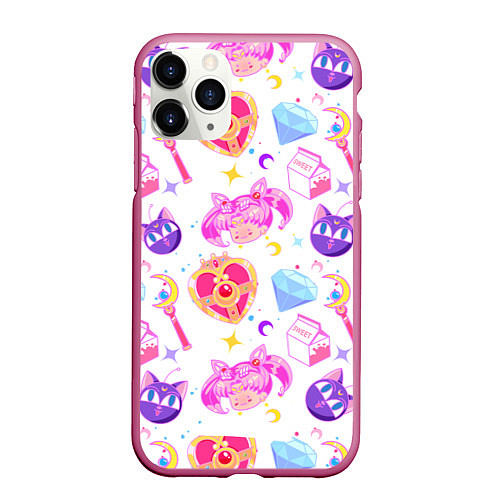 Чехол iPhone 11 Pro матовый Сейлор Мун Sailor Moon / 3D-Малиновый – фото 1