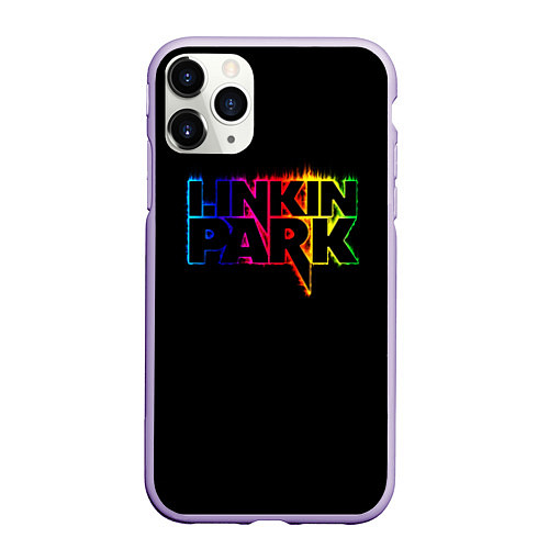 Чехол iPhone 11 Pro матовый Linkin Park neon / 3D-Светло-сиреневый – фото 1