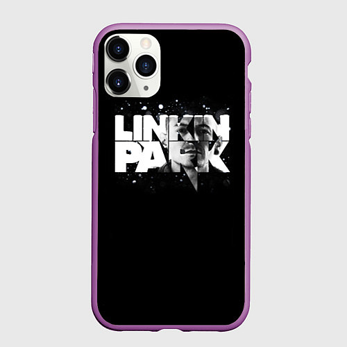 Чехол iPhone 11 Pro матовый Linkin Park логотип с фото / 3D-Фиолетовый – фото 1