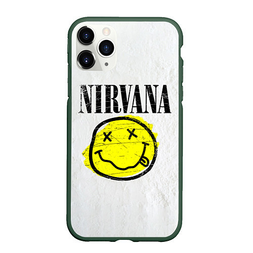 Чехол iPhone 11 Pro матовый Nirvana логотип гранж / 3D-Темно-зеленый – фото 1