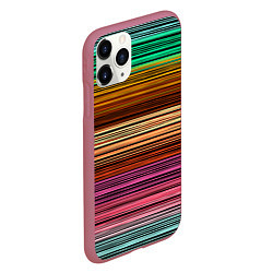 Чехол iPhone 11 Pro матовый Multicolored thin stripes Разноцветные полосы, цвет: 3D-малиновый — фото 2