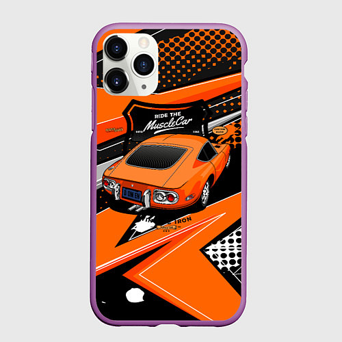 Чехол iPhone 11 Pro матовый Vintage Tron Ретро-автомобиль / 3D-Фиолетовый – фото 1