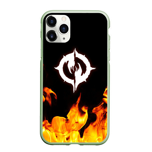 Чехол iPhone 11 Pro матовый Chaoseum Чаосеум Fire / 3D-Салатовый – фото 1