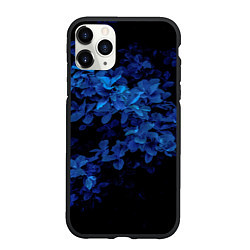 Чехол iPhone 11 Pro матовый BLUE FLOWERS Синие цветы, цвет: 3D-черный