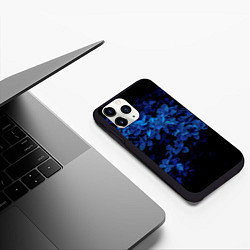 Чехол iPhone 11 Pro матовый BLUE FLOWERS Синие цветы, цвет: 3D-черный — фото 2