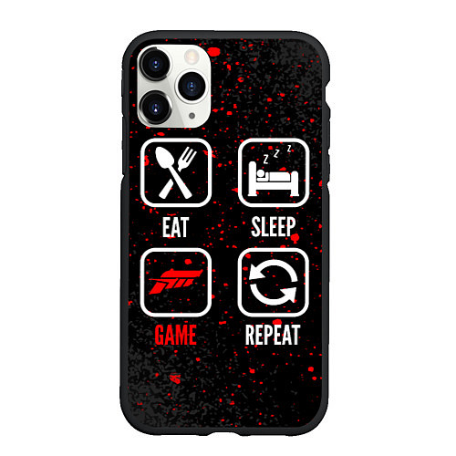 Чехол iPhone 11 Pro матовый Eat, Sleep, Forza Horizon, Repeat / 3D-Черный – фото 1