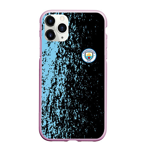 Чехол iPhone 11 Pro матовый Manchester city манчестер сити голубые брызги / 3D-Розовый – фото 1