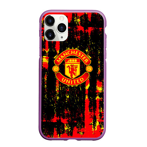 Чехол iPhone 11 Pro матовый Manchester united краска / 3D-Фиолетовый – фото 1