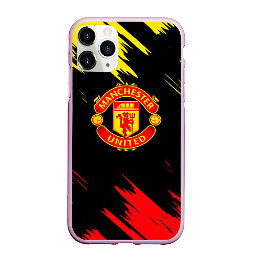 Чехол iPhone 11 Pro матовый Manchester united Texture / 3D-Розовый – фото 1