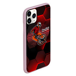 Чехол iPhone 11 Pro матовый Велосипедист - экстрим, цвет: 3D-розовый — фото 2