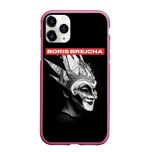 Чехол iPhone 11 Pro матовый Boris Brejcha в маске / 3D-Малиновый – фото 1