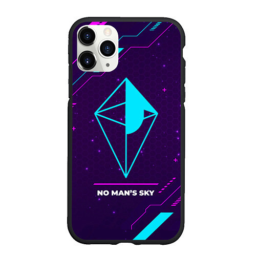 Чехол iPhone 11 Pro матовый Символ No Mans Sky в неоновых цветах на темном фон / 3D-Черный – фото 1