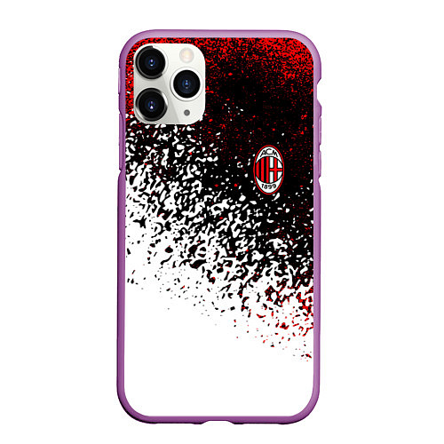 Чехол iPhone 11 Pro матовый Ac milan краска / 3D-Фиолетовый – фото 1