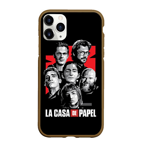 Чехол iPhone 11 Pro матовый Бумажный дом La Casa De Papel / 3D-Коричневый – фото 1