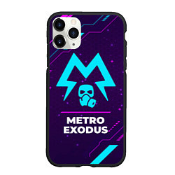 Чехол iPhone 11 Pro матовый Символ Metro Exodus в неоновых цветах на темном фо