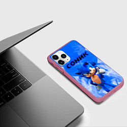 Чехол iPhone 11 Pro матовый Sonic пламя, цвет: 3D-малиновый — фото 2
