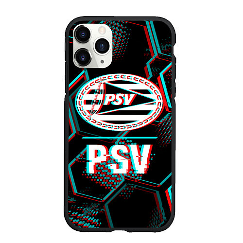Чехол iPhone 11 Pro матовый PSV FC в стиле Glitch на темном фоне / 3D-Черный – фото 1