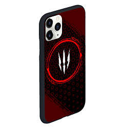 Чехол iPhone 11 Pro матовый Символ The Witcher и краска вокруг на темном фоне, цвет: 3D-черный — фото 2