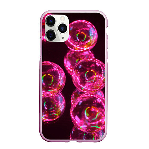Чехол iPhone 11 Pro матовый Неоновые сюрреалистичные пузыри - Розовый / 3D-Розовый – фото 1