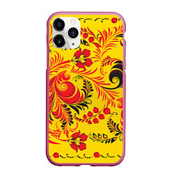 Чехол iPhone 11 Pro матовый Хохломская Роспись Цветы, цвет: 3D-малиновый