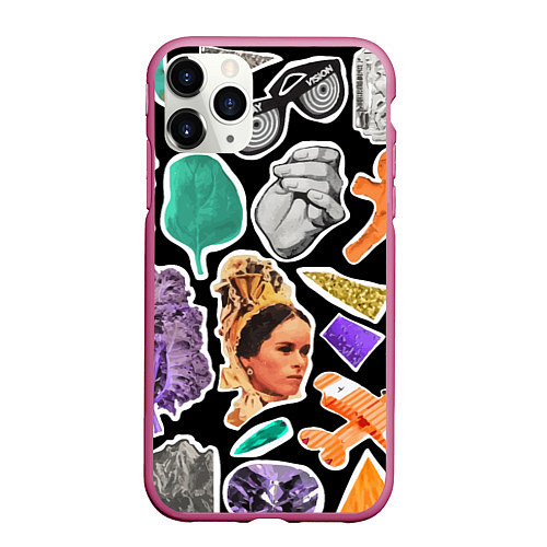 Чехол iPhone 11 Pro матовый Underground pattern Fashion trend / 3D-Малиновый – фото 1