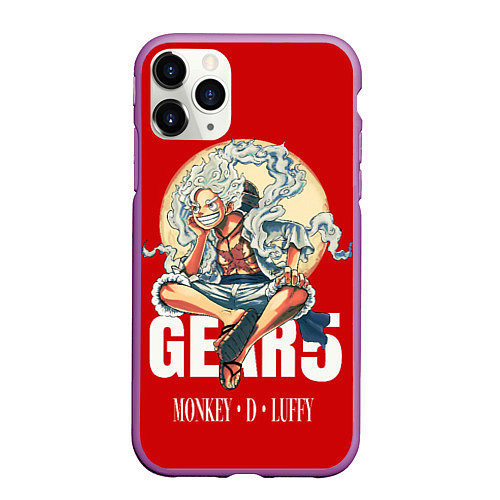 Чехол iPhone 11 Pro матовый ЛУФФИ 5 ГИР ONE PIECE На луне / 3D-Фиолетовый – фото 1