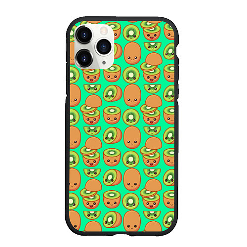 Чехол iPhone 11 Pro матовый POSITIVE KIWI FRUIT / 3D-Черный – фото 1