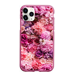 Чехол iPhone 11 Pro матовый BOUQUET OF VARIOUS FLOWERS, цвет: 3D-малиновый