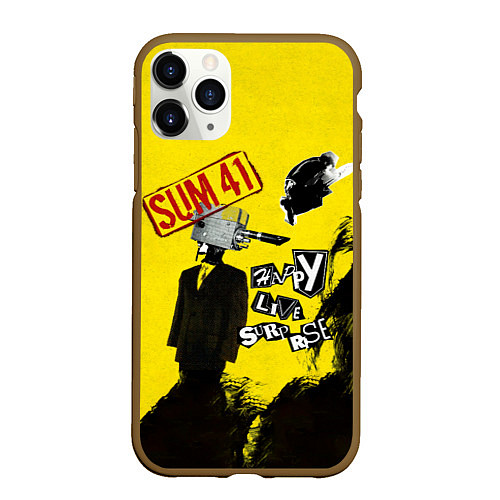 Чехол iPhone 11 Pro матовый Go Chuck YourselfHappy Live Surprise - Sum 41 / 3D-Коричневый – фото 1
