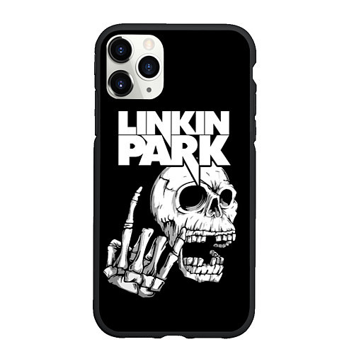 Чехол iPhone 11 Pro матовый Linkin Park Череп / 3D-Черный – фото 1