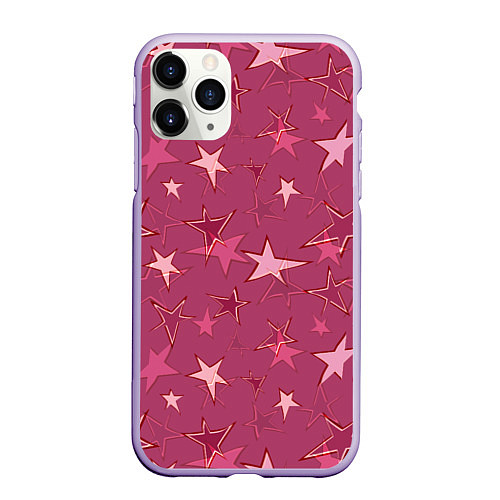 Чехол iPhone 11 Pro матовый Terracotta Star Pattern / 3D-Светло-сиреневый – фото 1